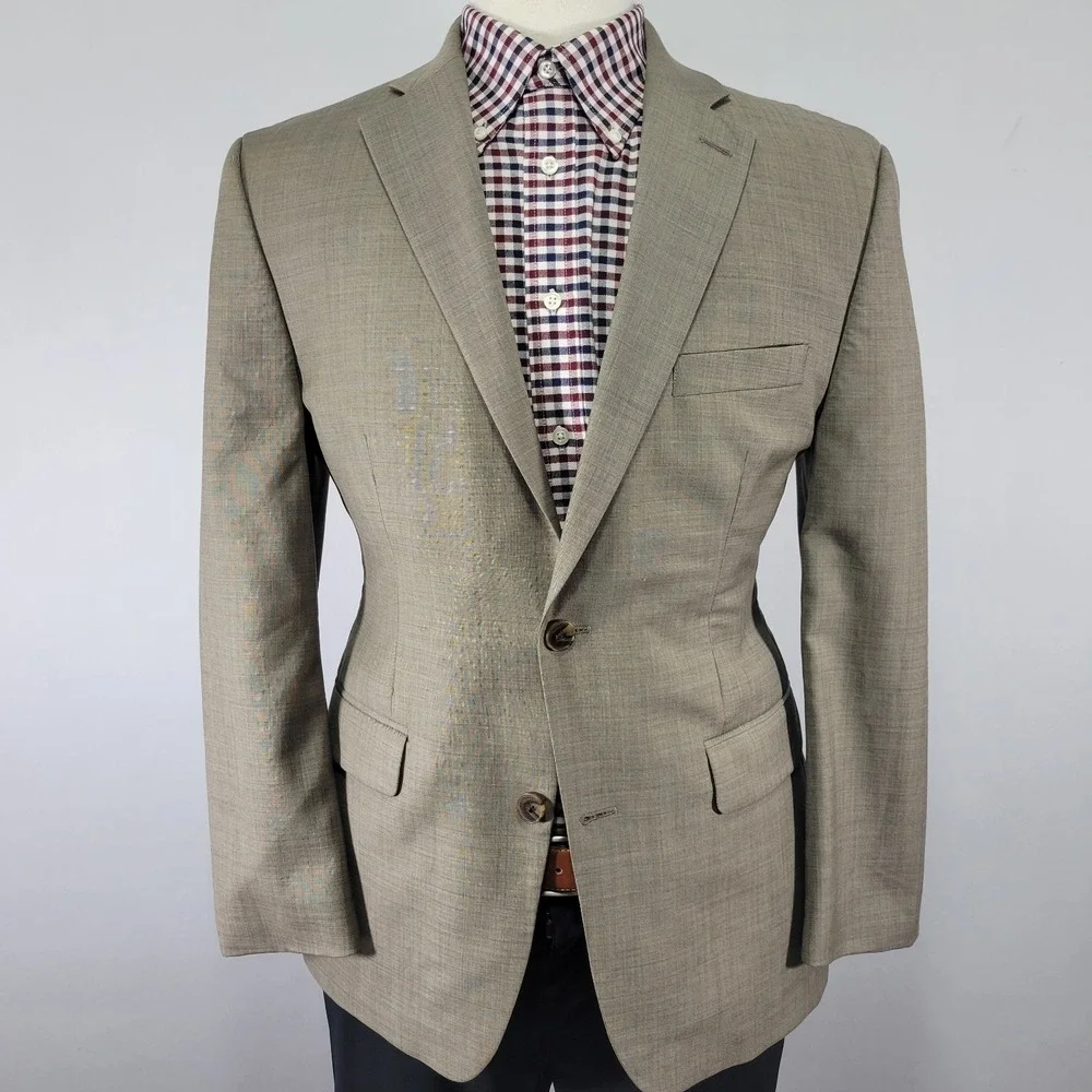 Greg Norman‎ Tasso Elba Men's Sport Coat Blazer Two Button Brown Wool 40S Slim